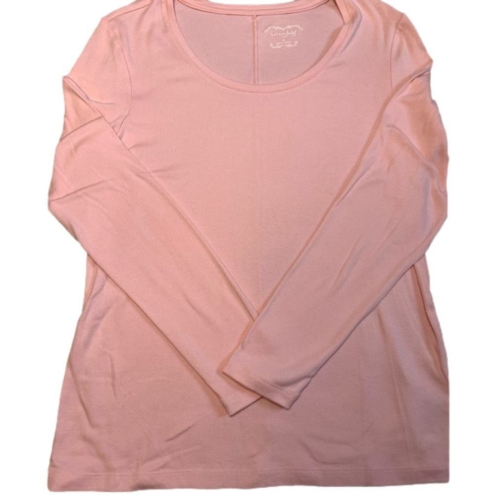 Maison Jules Pink Long Sleeve T-Shirt Size Small Loose Fit Women's